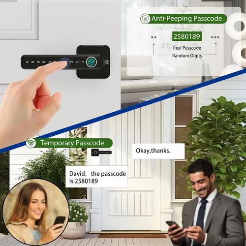 Miniatura 3 de Cerradura de puerta inteligente, perilla de puerta de huellas dactilares, perilla digital 5 en 1, aplicación/código de teclado/tarjetas IC/huellas