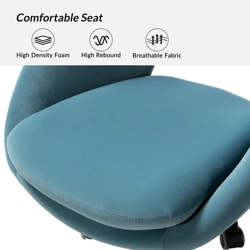 Miniatura 5 de TINA'S HOME Silla de oficina moderna de terciopelo con giro ajustable, cómoda silla de escritorio tapizada con respaldo abierto, pequeña y bonita