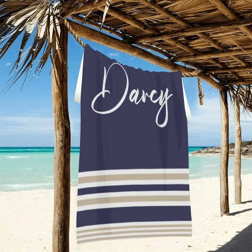 Miniatura 3 de Toalla de playa personalizada con nombres, toallas de playa personalizadas para adultos, mujeres y hombres, toallas de playa a rayas personalizadas