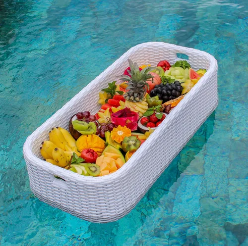 Miniatura 4 de Bandeja flotante para piscina, bandeja flotante para servir mesa y bar, flotadores de piscina para adultos, spas y fiestas en la piscina, bandeja