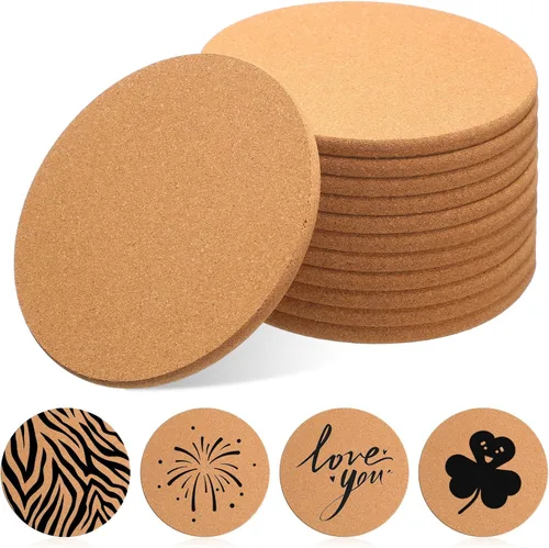 Miniatura 10 de Boao 3 salvamanteles redondos de corcho para platos calientes, posavasos gruesos de alta densidad, posavasos de corcho absorbente de madera