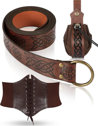 Jiuguva Women's Renaissance Corset Waist Belt Medieval Viking Belt Medieval Leather Belt Pouch Ren Faire Costume Accessories