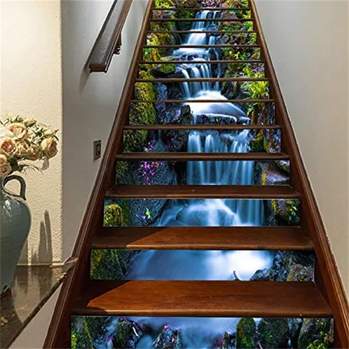 Miniatura 7 de artfanke - 13 adhesivos de vinilo 3D de otoño con bosque de arces para pelar y pegar en escaleras - adhesivos autoadhesivos para escaleras - a560
