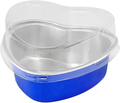 KitchenDance - Molde desechable de aluminio para tartas con tapa en forma de corazón, 3.5 onzas, color azul