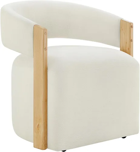Miniatura 10 de KISLOT Juego de 4 sillas de comedor tapizadas, sillas de comedor modernas con ruedas, sillón de madera lateral de cocina con asiento de cojín