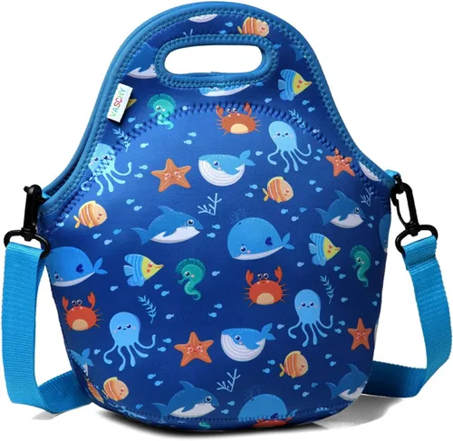 Miniatura 10 de VASCHY Lonchera para niños, bolsa de almuerzo ligera de neopreno para niños pequeños y niñas a la escuela, guardería, jardín de infantes, unicornio