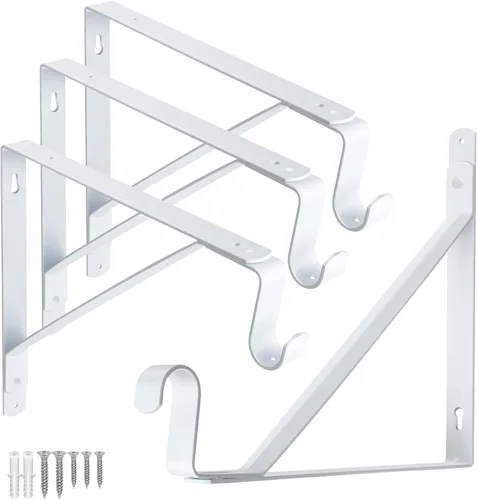 Soporte para barra de armario, soporte de estante resistente con soporte para barra, 11 ganchos de soporte de barra de armario de 10-1/5 pulgadas,