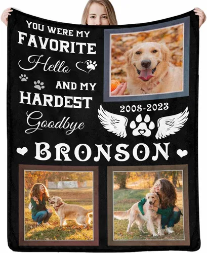 Miniatura 22 de Artsadd Manta de memoria personalizada, regalo personalizado con imagen de perro, manta conmemorativa, regalo de condolencias para amantes