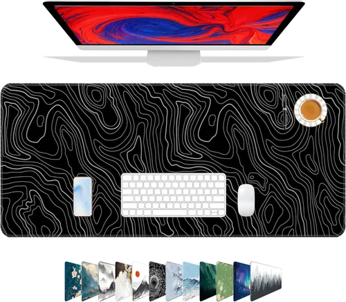 Miniatura 24 de Galdas Alfombrilla de mouse para juegos XXL XL, grande, larga, extendida, grande, de goma antideslizante, con bordes cosidos, para laptop, oficina