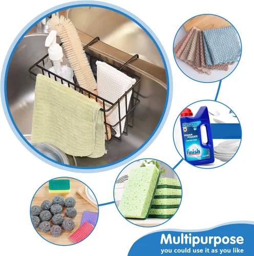 Miniatura 5 de Soporte para esponja de cocina, soporte para cepillo de platos, organización delgada del fregadero, cesta de drenaje, escurridor de líquidos, Negro