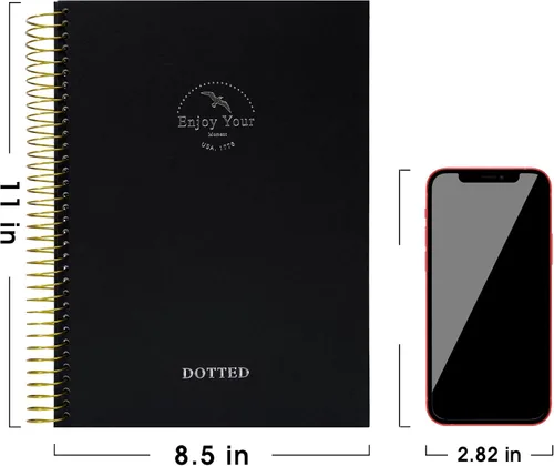 Miniatura 4 de Cuaderno de cuadrícula de puntos en espiral de 8.5 x 11 pulgadas, cuaderno grande de papel punteado, 210 páginas, cuaderno de espiral de tapa dura
