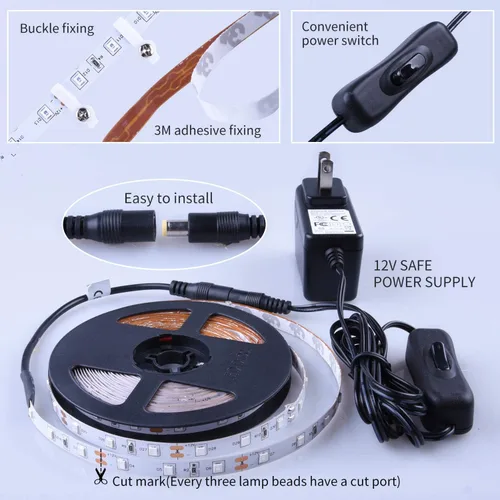 Miniatura 3 de Kit de tira de luz LED negra de 20 pies, 360 unidades, accesorios de luz negra flexible de 12 V, cinta LED de 19.7 ft para decoración de interiores