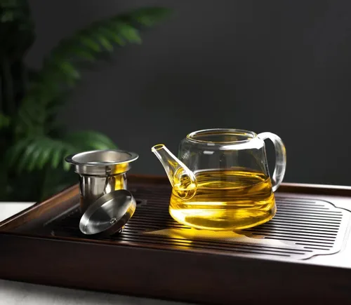 Miniatura 2 de Tetera de vidrio de borosilicato de 25 onzas (25.4 fl oz) con infusor de acero inoxidable extraíble con caja de regalo, tetera transparente