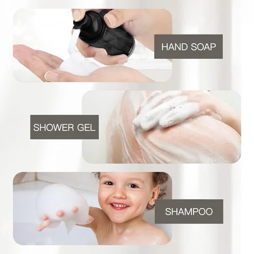 Miniatura 4 de Botella de espuma de 2 onzas, dispensador de bomba de espuma vacía para jabón de manos, limpiador de pestañas, champú para viajar, 10 Negro