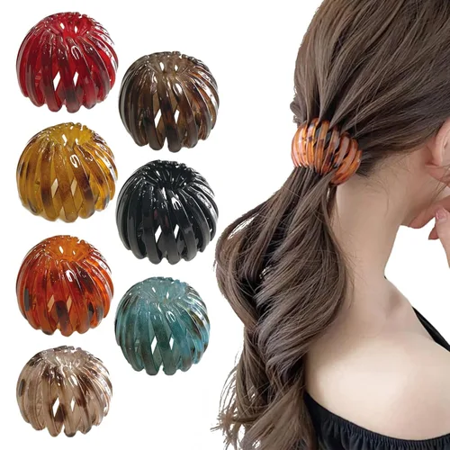 7 piezas de pinzas de pelo mágicas de nido de pájaro y accesorios para moños para mujeres Color-02