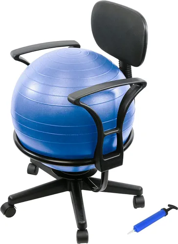 Miniatura 12 de CanDo Silla de bola de metal – Silla de bola de ejercicio ergonómica inflable con bomba de aire para el hogar, la oficina y el aula Rojo