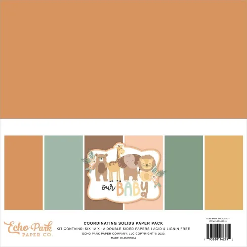 Miniatura 2 de Paquete de colección de papel Echo Park: Nuestro kit de colección Baby 12 x 12 + Our Baby 12" x 12" Paquete de papel sólido