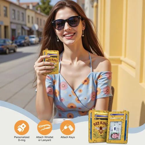 Miniatura 2 de SEAVILIA Tarjetero de crédito para mujer, cartera RFID para mujer, tarjetero de bolsillo frontal delgado y minimalista, bonito estuche delgado