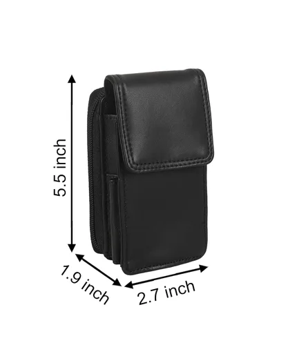 Miniatura 3 de Leatherboss - Estuche de cuero para cigarrillos con soporte para encendedor y bolsillo con cremallera (negro)