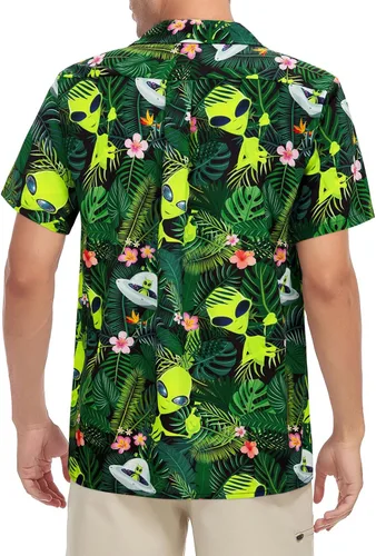 Miniatura 82 de Camisa hawaiana para hombre, con estampado floral, cómoda, con botones, casual, manga corta, ropa de playa para hombre