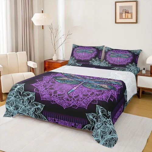 Miniatura 33 de Erosebridal Southwestern - Juego de sábanas y fundas de almohada, juego de sábanas azteca bohemio, diseño hippie de cachemira, tamaño individual