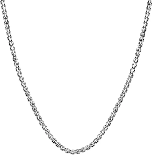 Savlano Collar de plata de ley 925 con caja redonda italiana maciza chapada en rodio viene con caja de regalo para mujeres y hombres, fabricado en
