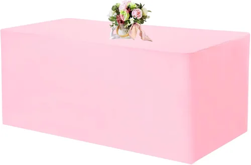 Miniatura 16 de Paquete de 2 manteles ajustables de 48 x 30 pulgadas, manteles rectangulares para mesas de 4 pies, mantel de tela de poliéster lavable para fiestas