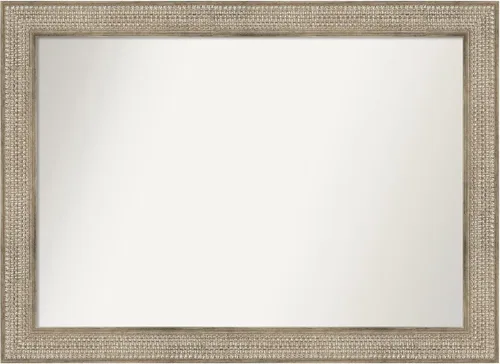 Miniatura 159 de Amanti Art Espejo de baño plateado para sobre fregadero, 26 x 26 pulgadas, espejo cuadrado de níquel pulido, marco de madera tradicional mediano, se