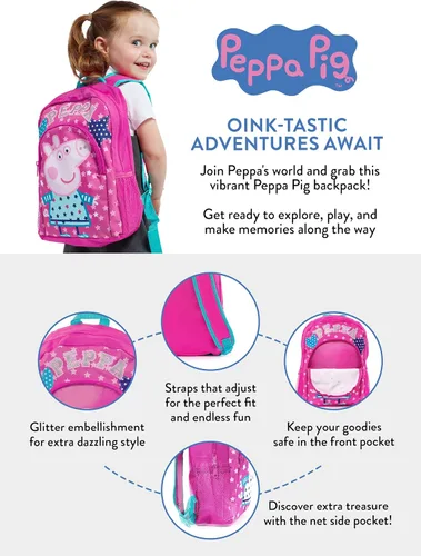 Miniatura 6 de Peppa Pig Mochila Mochilas para niñas Mochila escolar para niños Rosa/Rebel Fun.