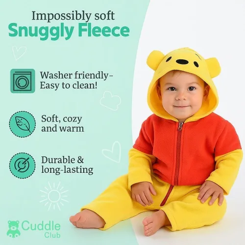 Miniatura 14 de Enterizo de vellón para bebé, rómper de una sola pieza con capucha para niños, ropa para exteriores, chaqueta infantil