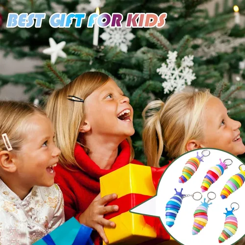 Miniatura 4 de MEIEST 6 piezas de mini juguetes para la ansiedad, diseño articulado en 3D, oruga elástica para aliviar el estrés, juguete de mano flexible, ideal