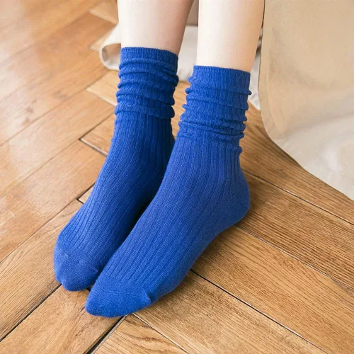 Miniatura 5 de Calcetines casuales de algodón para mujer, paquete de 3 calcetines básicos de color puro, suaves y cómodos