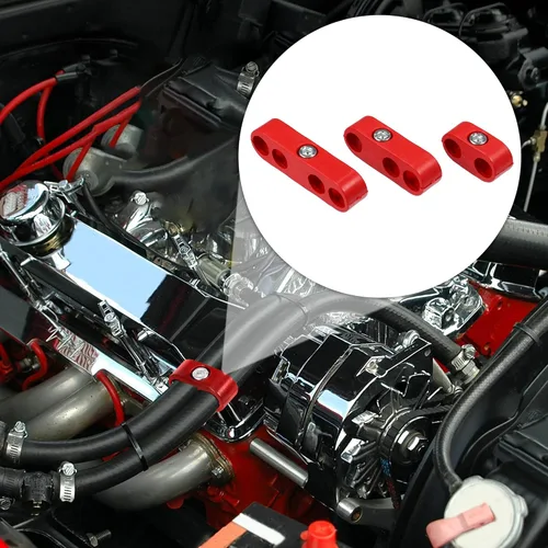 Miniatura 3 de X AUTOHAUX 2 Unidades 0.276 in-0.315 in Motor de coche Bujía Separador de Alambre Telares Divisor Organizador Abrazadera Plástico Rojo