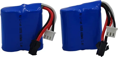 Miniatura 5 de Blomiky 2 baterías de león de 7.4 V 600 mAh 4.44 Wh con enchufe SM-2P negro de 2 pines adecuado para Skytech TKKJ Blue Boat H100 H102 H106 y H120 RC