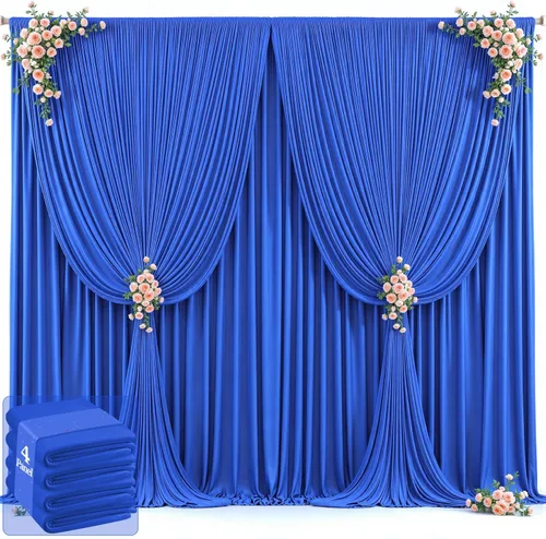 Miniatura 43 de 20 pies x 12 pies Cortinas de Telón de Fondo Azul Bebé Sin Arrugas para Bodas y Fiestas, Telón de Fondo de Tela Azul, Cortinas para Bodas