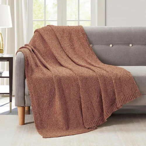 Miniatura 25 de Bourina - Manta de chenilla de punto, ligera, suave, acogedora, para cama, sofá, silla