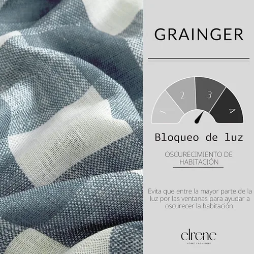 Miniatura 4 de Elrene Home Fashions Farmhouse Living Grainger Buffalo-Check Cortina Opaca para Ventana, Cortina para Sala de Estar y Dormitorio con Pestañas