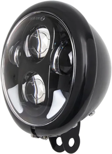 SKTYANTS 5 3/4" Faro delantero LED de 5.75 pulgadas para motocicleta con cuernos blancos DRL y carcasa de 14.6 cm para Sportster Softail Dyna Shadow