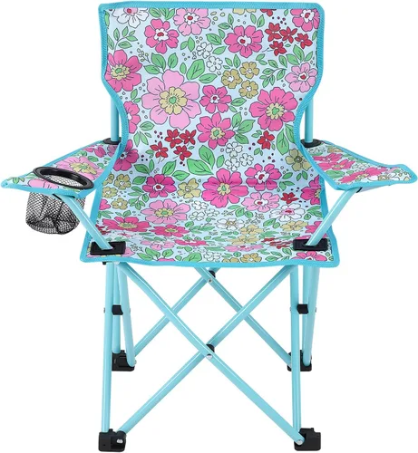 Miniatura 20 de KABOER Silla plegable para césped y camping para niños con portavasos y bolsa de transporte, sillas de camping para niños rosado sirena