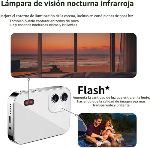 Miniatura 6 de Cámara Digital 4K CCD de 64MP con Video Flash Digital, Cámara con Pantalla Táctil, Zoom Digital 16X, Visión Nocturna IR, Blanca
