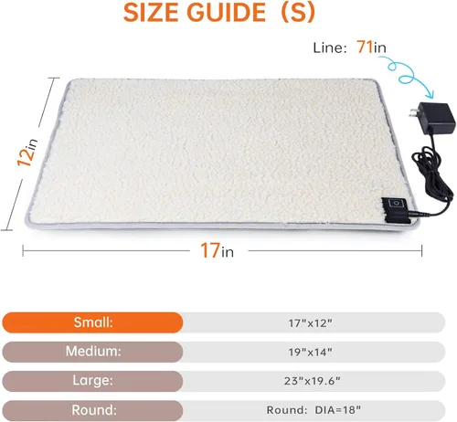Miniatura 6 de Almohadilla térmica para gatos en interiores, almohadilla térmica ajustable para gatitos recién nacidos con voltaje seguro de 12 V CC y lavable a