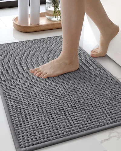 Miniatura 13 de Color&Geometry Alfombras de baño con parte trasera de goma, antideslizante, lavable a máquina, alfombra bohemia de felpilla suave y absorbente