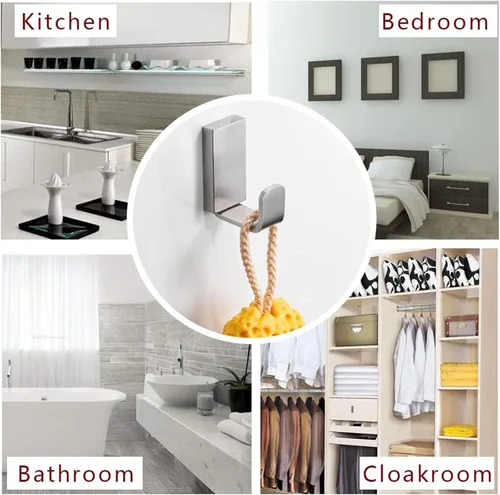 Miniatura 5 de BESy Ganchos individuales para toallas para baño, cocina, garaje, estilo cuadrado, ganchos para bata y sombrero, montaje en pared con tornillos
