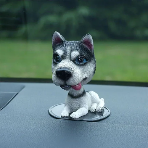 Perro de cabeza temblorosa de resorte, lindo adorno de perro de simulación con cabeza tambaleante, juguetes para cachorros, decoración de tablero de