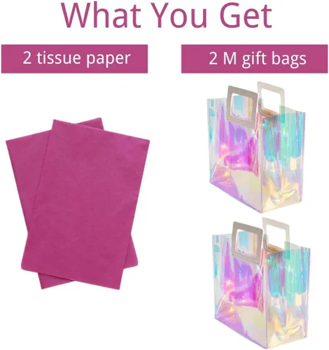 Miniatura 2 de VUOJUR 2 M 11'' Bolsas de regalo holográficas con papel de seda - Orquídea