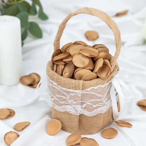 Efavormart - Paquete de 400 pétalos de rosa de seda dorada mate, pétalos de flores de seda realistas para mesa redonda