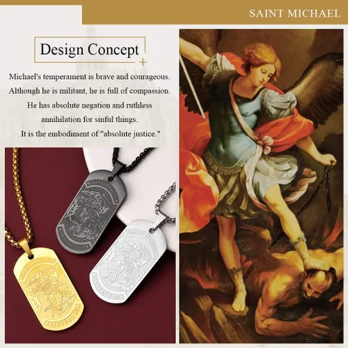 Miniatura 3 de FaithHeart - Collar de San Miguel, dije personalizado de protección del arcángel, para hombres y mujeres, acero inoxidablechapado en oro Medalla