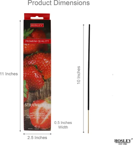 Miniatura 5 de Hosley Paquete de 120 varillas de incienso + paquete de 120 unidades (total 240) – Fresa – Paquete a granel perfecto para el hogar, meditación