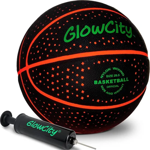 Miniatura 10 de GlowCity Baloncesto que brilla en la oscuridad – Tamaño 5, 6, 7 bola iluminada para niños, adolescentes y adultos – Juegos nocturnos al aire libre