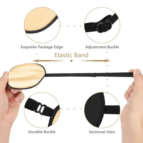 Miniatura 3 de Skylety 3 piezas de parche de seda para ojos médicos para mujeres adultas, parche elástico perezoso ajustable individual con correa elástica